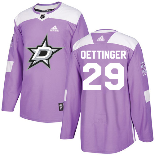 Adidas Men Dallas Stars #29 Jake Oettinger Purple Authentic Fights Cancer Stitched NHL Jersey